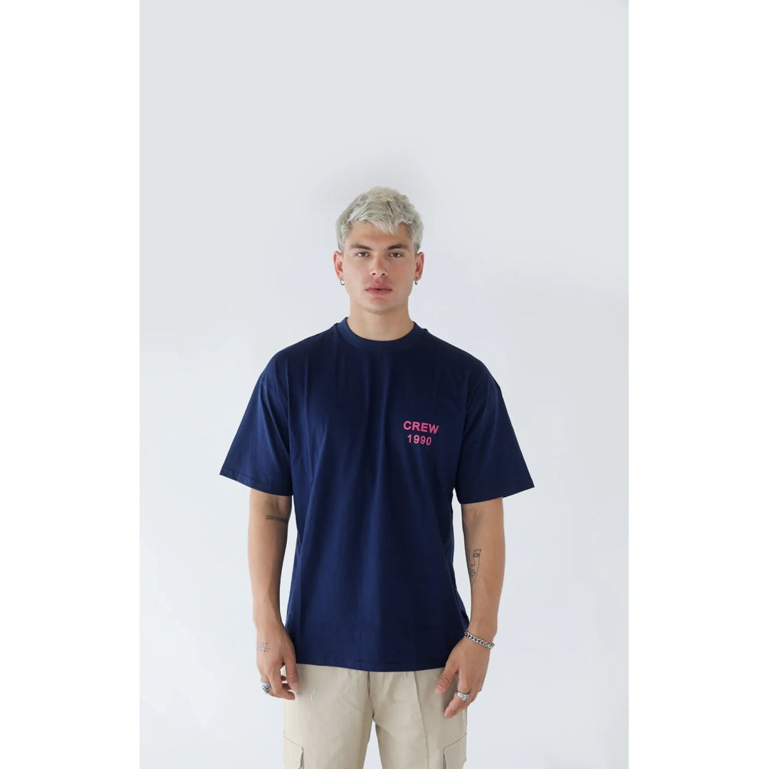 REMERA OVER CREW AZUL